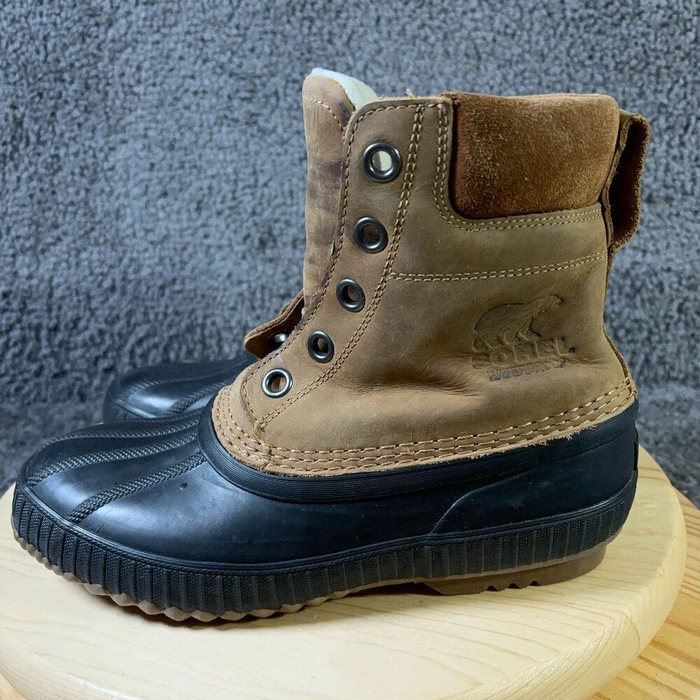 Sorel  Cheyanne II Duck Boots Mens Size 7 Waterproof Leather Suede Brown Black